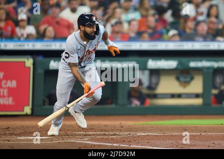 7 2022 mai: Derek Hill, le joueur du centre de Detroit (54), obtient un succès pendant le match avec les Detroit Tigers et les Houston Astros tenus à minute Maid Park à Houston Tx. David Seelig/Cal Sport Medi Banque D'Images