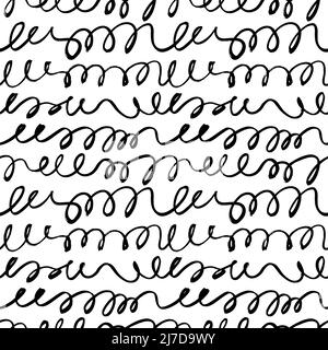 Noir Doodle vector lines vector Seamless pattern. Illustration de Vecteur