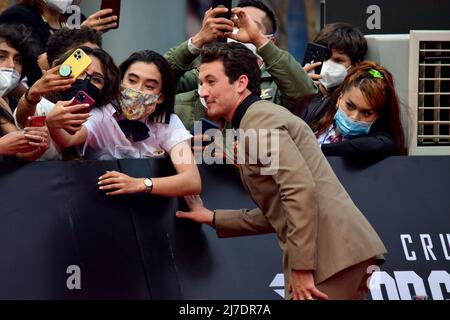 MEXICO, MEXIQUE - 06 MAI : Miles Teller participe à la première mexicaine de 'Top Gun: Maverick'. (Photo de Francisco Morales/DAMMPHOTO) Banque D'Images