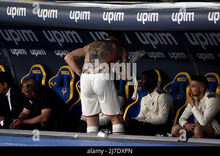 Vérone, Italie. 08 mai 2022. Zlatan Ibrahimovic de l'AC Milan est vu pendant la série Un match de football entre Hellas Verona FC et AC Milan. Credit: Nicolò Campo/Alay Live News Banque D'Images