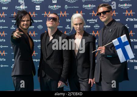 Turin, Italie. 08th mai 2022. Groupe finlandais le Rasmus sur le tapis turquoise du Concours Eurovision de la chanson Banque D'Images