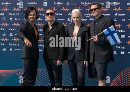 Turin, Italie. 08th mai 2022. Groupe finlandais le Rasmus sur le tapis turquoise du Concours Eurovision de la chanson Banque D'Images