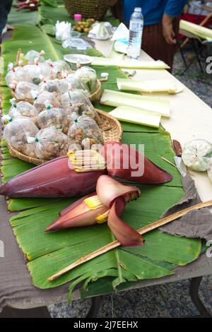 Sel sur la fleur de banane . concept CUISINE THAÏLANDAISE Banque D'Images