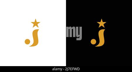 Moderne et simple lettre J star initiales logo design Illustration de Vecteur