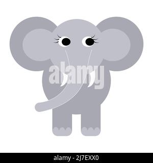 Éléphant. Animaux mignons et plats. Illustration vectorielle. Illustration de Vecteur