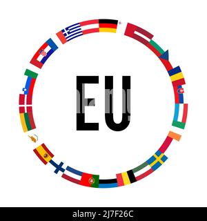 Drapeaux nationaux pays de l'UE dans le cercle Illustration de Vecteur