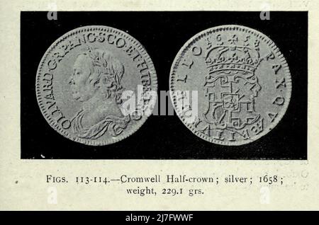 Demi-couronne Cromwell; argent; 1658; poids, 229,1 grs du livre ' Une courte histoire de pièces et de monnaie : en deux parties ' par Sir John Lubbock, Date de publication 1902 Editeur New York : Dutton Banque D'Images