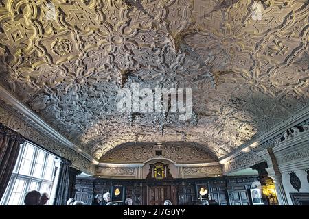 Plafond de la salle à manger, Dorfold Hall Banque D'Images