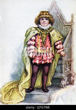 Cette image, datant d'environ 1899, montre le roi anglais Henry III comme un enfant. Henry III, également connu sous le nom de Henry de Winchester, fut roi d'Angleterre, seigneur d'Irlande, et duc d'Aquitaine de 1216 jusqu'à sa mort en 1272. Fils du roi Jean et d'Isabella d'Angoulême, Henri prit le trône quand il n'avait que neuf ans au milieu de la première Guerre des Barons. Banque D'Images