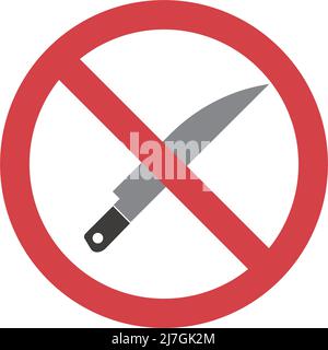 Pas d'utilisation de couteau. Panneau stop et couteau de cuisine. Vecteur modifiable. Illustration de Vecteur