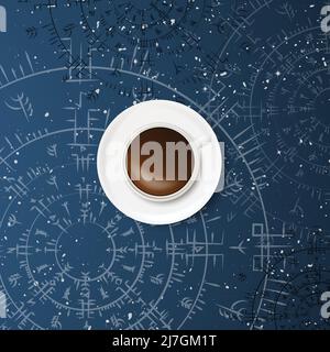 Papier peint Magic Dark Coffee Space Illustration de Vecteur
