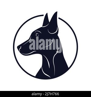 Logo Doberman. Logotype avec beau chien Illustration de Vecteur