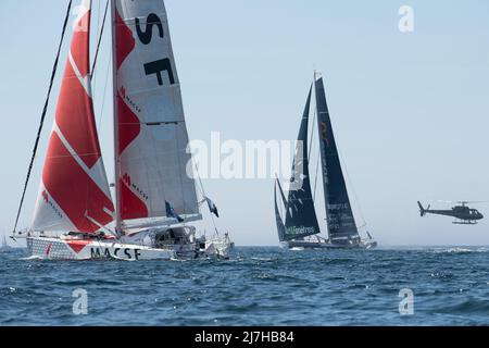 Isabelle Joschke, ÉQUIPE MACSF au début de la course Guyader Bermudes 1000, IMOCA Globe Series voile 8 mai 2022 à Brest, France - photo Nicolas Pehe / DPPI Banque D'Images