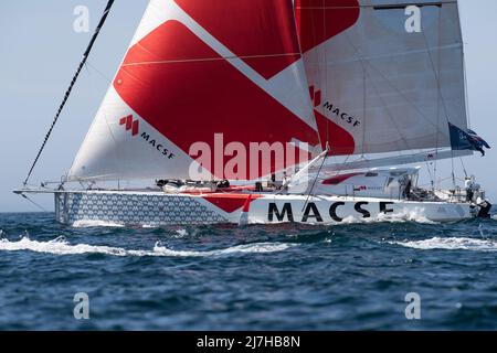 Isabelle Joschke, ÉQUIPE MACSF au début de la course Guyader Bermudes 1000, IMOCA Globe Series voile 8 mai 2022 à Brest, France - photo Nicolas Pehe / DPPI Banque D'Images