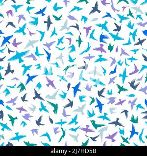 Motif oiseaux sans couture, texture colorée sur fond blanc . Illustration vectorielle Illustration de Vecteur