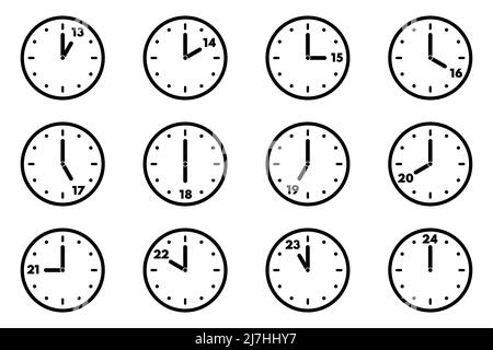 Réglage de l'icône de l'horloge analogique pour chaque heure. horloge 24 heures. Illustration vectorielle Illustration de Vecteur