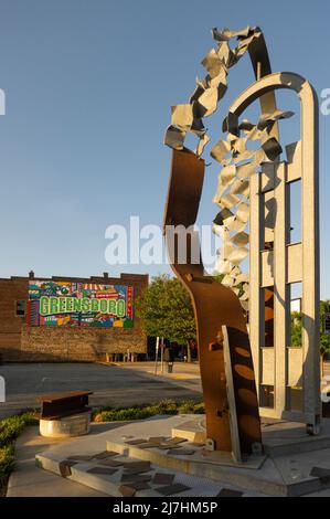 9/11 sculptures dans le parc commémoratif de Greensboro, Caroline du Nord Banque D'Images