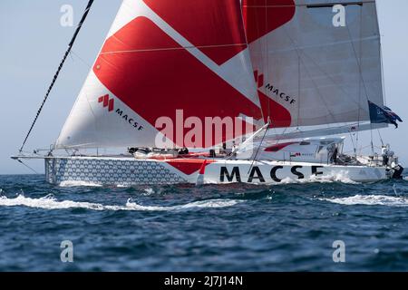 Isabelle Joschke, ÉQUIPE MACSF au début de la course Guyader Bermudes 1000, IMOCA Globe Series voile 8 mai 2022 à Brest, France - photo: Nicolas Pehe/DPPI/LiveMedia Banque D'Images