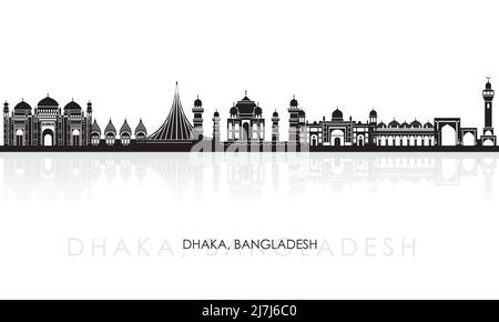 Silhouette Skyline panorama de la ville de Dhaka, Bangladesh - illustration vectorielle Illustration de Vecteur