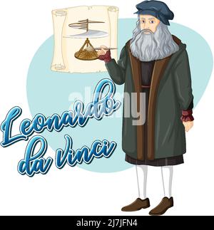 Illustration du personnage de dessin animé Leonardo da Vinci Illustration de Vecteur