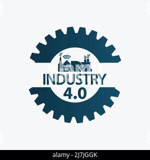 Icône de l'industrie 4,0, logo usine, concept de technologie.illustration vectorielle Illustration de Vecteur