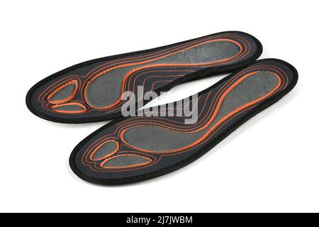 Semelles intérieures en mousse et en silicone.Semelles intérieures orthopédiques pour chaussures de sport isolées sur fond blanc.Photo haute résolution.Profondeur de champ complète. Banque D'Images