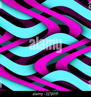 Arrière-plan de lignes courbes multicolores lumineuses. Motif ondulé brillant. Banque D'Images