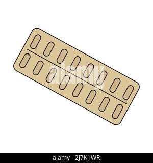 Comprimés blister. Comprimés dans un blister. Illustration vectorielle plate. Illustration de Vecteur