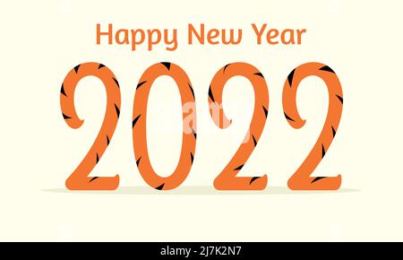 Carte de bonne année chinoise 2022. Chiffres amusants 2022. Année du tigre Illustration de Vecteur