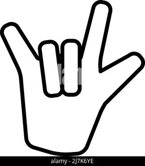 Icône Rock Hand. Contour en gras avec largeur de contour modifiable. Illustration vectorielle. Illustration de Vecteur