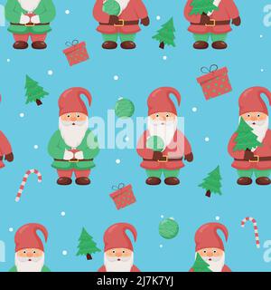 Joli petit gnomes motif sans couture. Caractère de Noël et de nouvel an Illustration de Vecteur