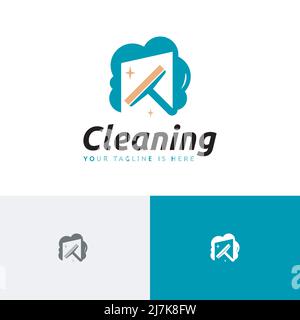 Modèle de logo Spotless House Window Cleaner Cleaning Service Illustration de Vecteur