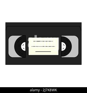Illustration vectorielle de la cassette vidéo dans un style de dessin animé. Cassette pour magnétoscope. Symbole rétro de regarder des films et la télévision à la maison Illustration de Vecteur