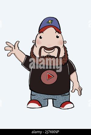illustration de dessin animé de mascotte de youtuber tendance Banque D'Images