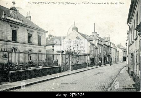 Saint-Pierre-sur-Dives Département: 14 - Calvados région: Normandie (anciennement Basse-Normandie) carte postale ancienne, fin 19th - début 20th siècle Banque D'Images