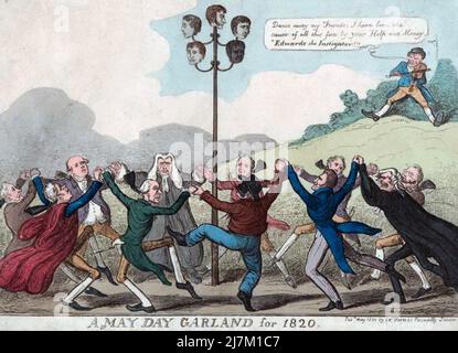 CONSPIRATION DE LA RUE CATO FÉVRIER 1820. Un imprimé publié en mai célébrant les exécutions à l'extérieur de la prison de Newgate, Londres, le 1 mai. Banque D'Images