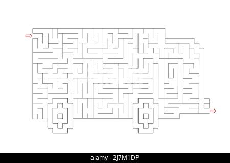 Labyrinthe en forme de camion. Illustration vectorielle. Niveau de difficulté moyen - difficile. Illustration de Vecteur