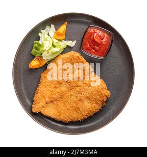 Portion isolée de plat de schnitzel de poulet Banque D'Images