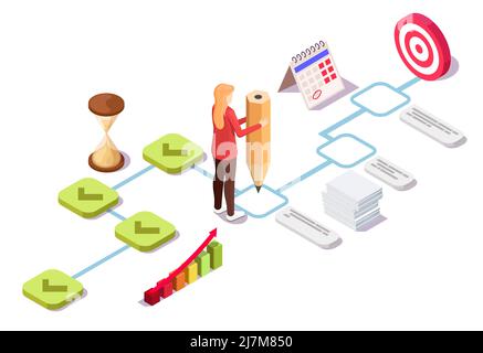 Liste des tâches liste des tâches vectorielles, gestion du temps Illustration de Vecteur