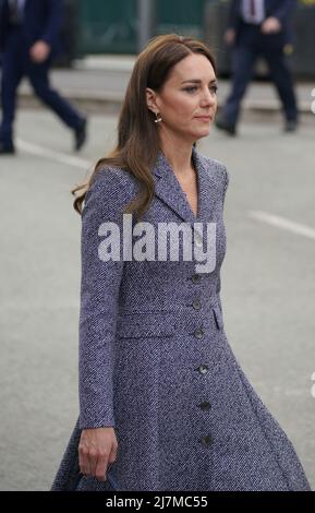 La duchesse de Cambridge arrive pour assister à l'ouverture officielle du Mémorial de la Glade de lumière, commémorant les victimes de l'attentat terroriste du 22nd mai 2017 à Manchester Arena. Date de la photo: Mardi 10 mai 2022. Banque D'Images