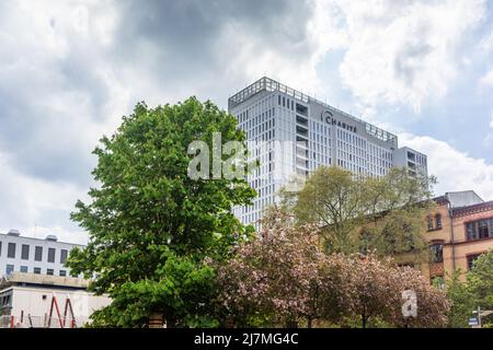 Bâtiment principal de l'hôpital de Charite (Bettenhochhaus) à Berlin Mitte, Allemagne, Europe Banque D'Images