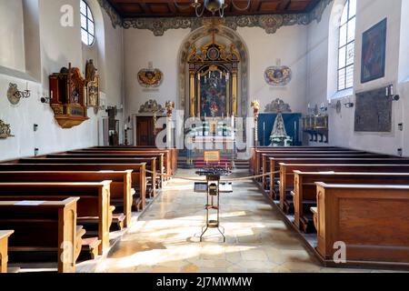 Allemagne Bavière route romantique. Augsbourg. Fuggerei, le plus ancien complexe de logements publics au monde encore en service. St. Markus Kapelle Banque D'Images