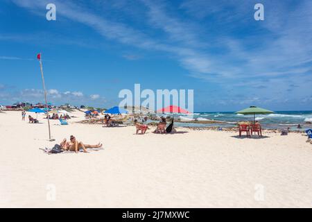 Vue sur la plage, Playa Chen Rio, Cozumel, Quintana Roo, Mexique Banque D'Images