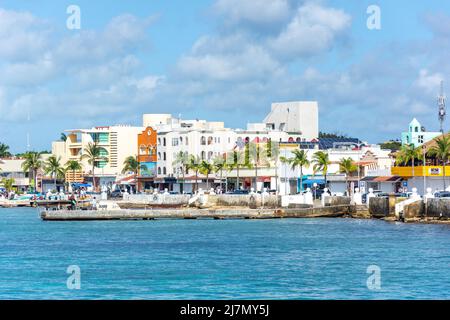 Vue sur le front de mer, Rafael E Melgar, San Miguel de Cozumel, Cozumel, Quintana Roo State, Mexique Banque D'Images