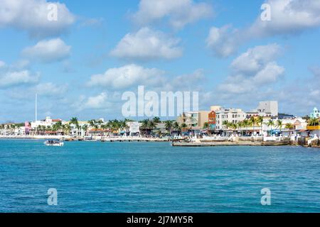 Vue sur le front de mer, Rafael E Melgar, San Miguel de Cozumel, Cozumel, Quintana Roo State, Mexique Banque D'Images