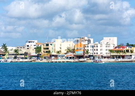 Vue sur le front de mer, Rafael E Melgar, San Miguel de Cozumel, Cozumel, Quintana Roo State, Mexique Banque D'Images