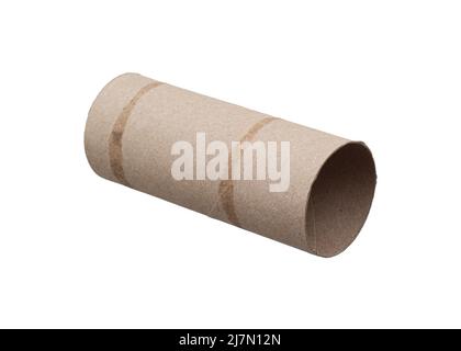 Rouleau de papier toilette vide isolé sur blanc Banque D'Images
