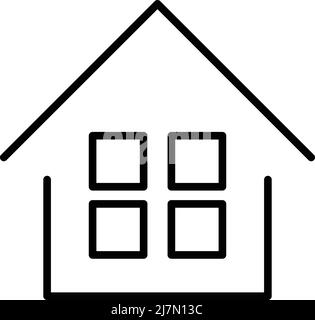 Icône d'une maison avec quatre fenêtres. Vecteur modifiable. Illustration de Vecteur