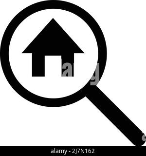 Une icône de maison dans une loupe. Inspection de la maison. Vecteur modifiable. Illustration de Vecteur