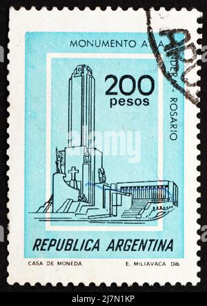 ARGENTINE - VERS 1979 : un timbre imprimé en Argentine montre le Monument du drapeau national, complexe monumental, Rosario, vers 1979 Banque D'Images